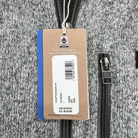Patagonia Men's Better Sweater Full Zip Fleece Jacket Stonewash Gray sz L NWT - Picture 11 of 16
